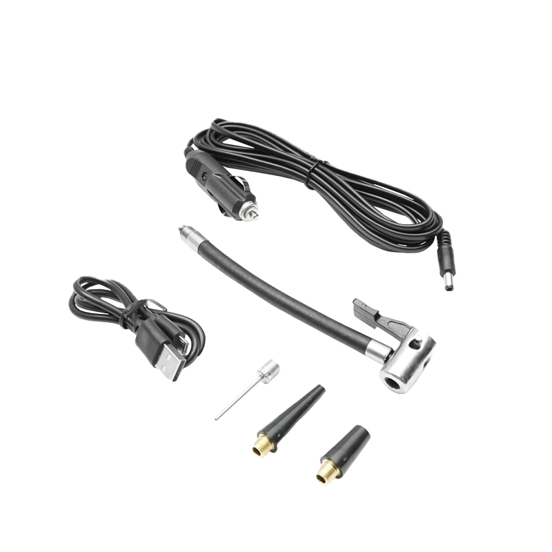 Compresor aer portabil negru 12,4V baterie 6000Am reincarcabila 250x56x47mm cu accesorii - imagine 6