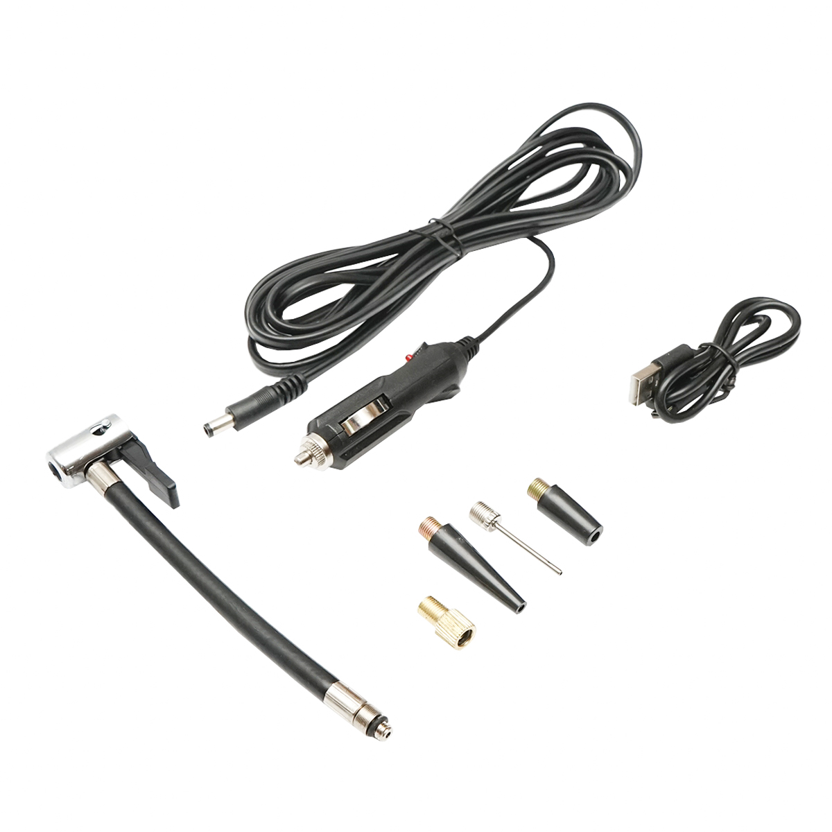 Compresor aer portabil negru 12,4V baterie 6000Am reincarcabila 250x56x47mm cu accesorii - imagine 3