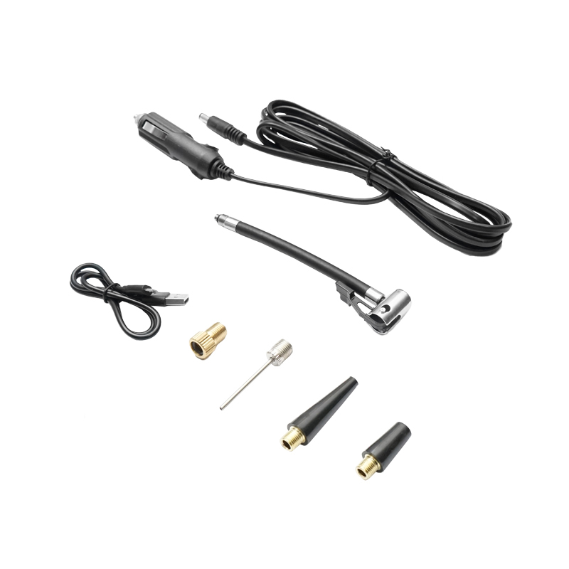 Compresor aer portabil gri inchis 12,4V baterie 6000Am reincarcabila 250x56x47mm cu accesorii - imagine 5