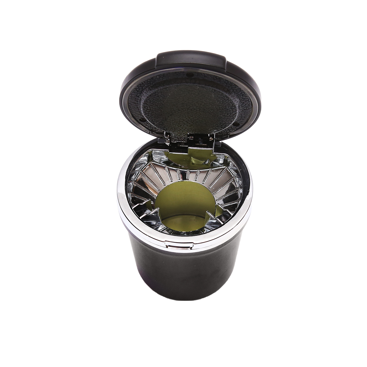 Scrumiera auto universala neagra-argintiu cu lumina multicolor LED - imagine 2