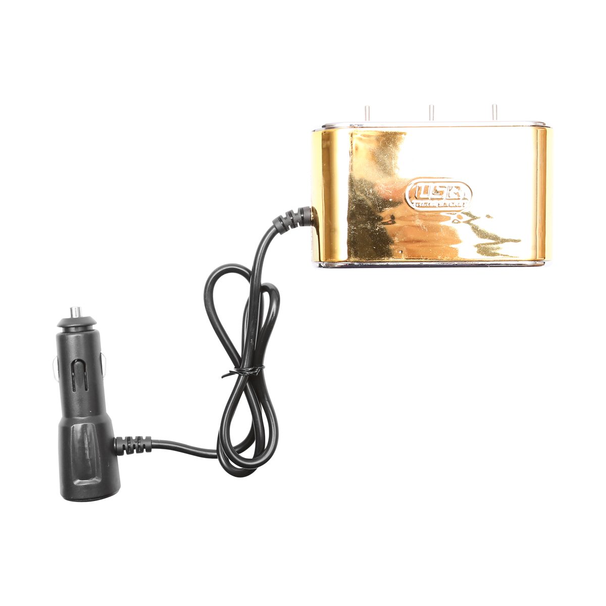 Adaptor bricheta auto tripla 12/24V auriu cu intrerupator individual si 1 port USB 5V 2.1A - imagine 5