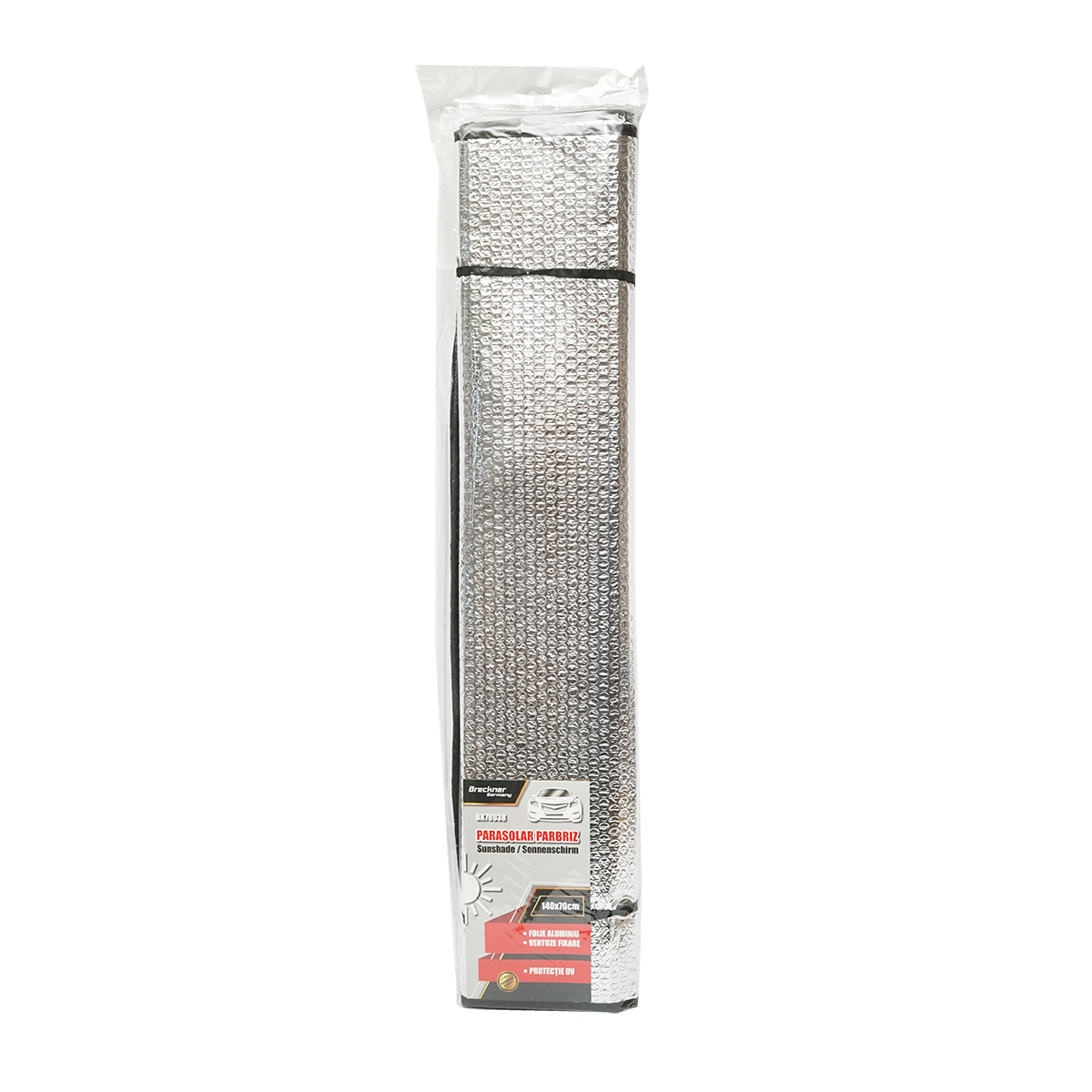 Parasolar parbriz auto 140x70cm folie de aluminiu si ventuze de fixare Breckner Germany - imagine 4