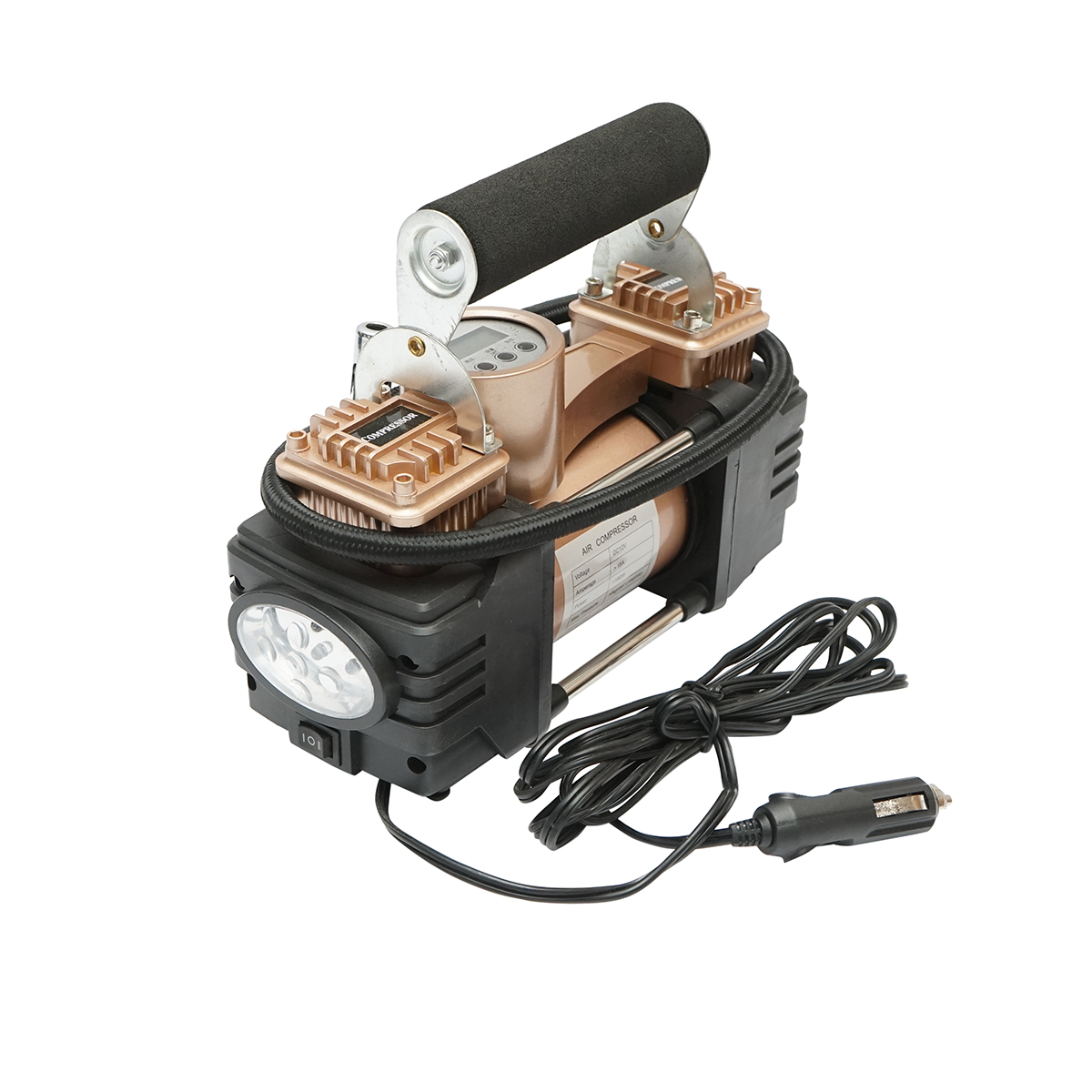 Compresor aer umflat roti 12V 180W, 150PSI, 45l/min, cablu 3m, kit pentru pana auto Breckner Germany - imagine 8