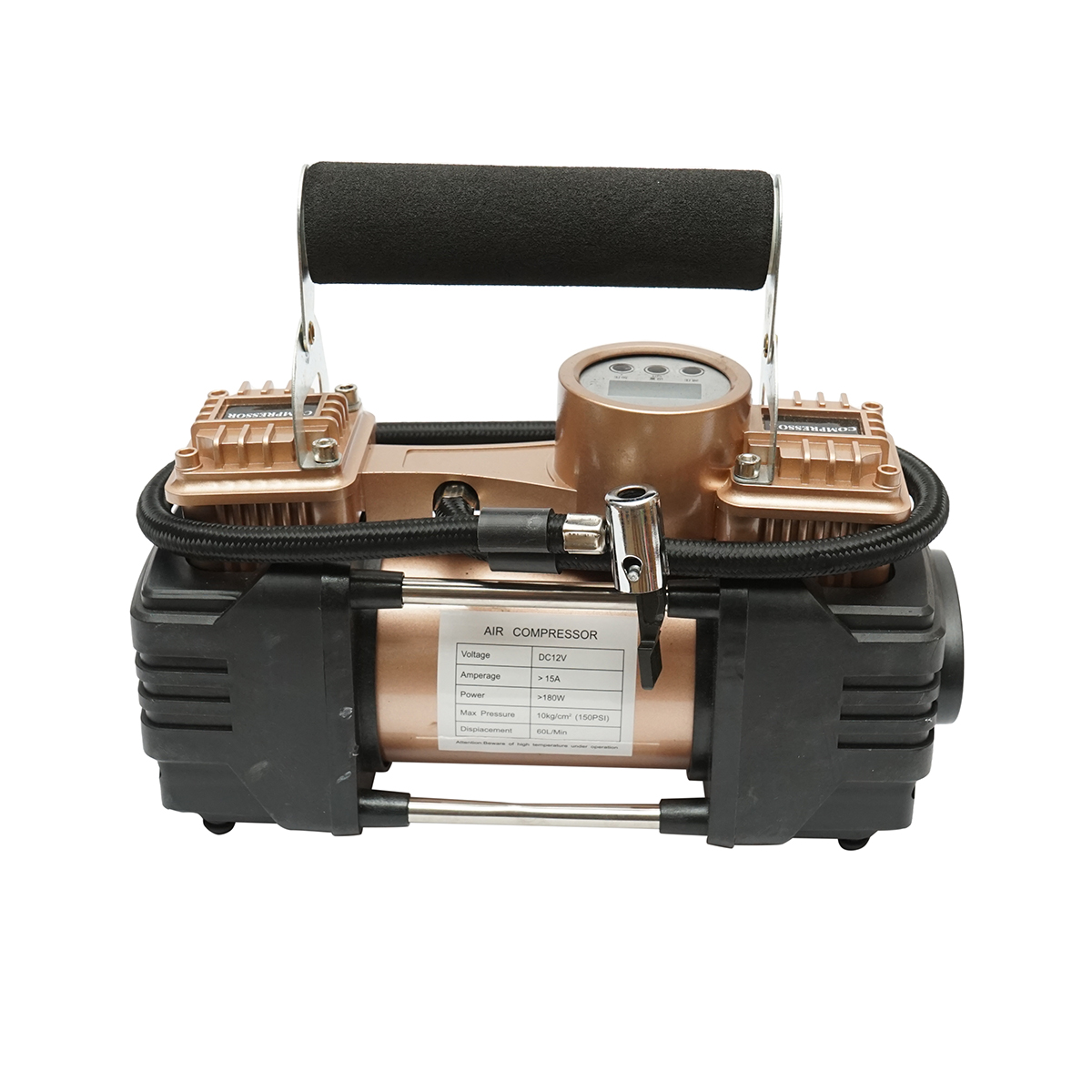 Compresor aer umflat roti 12V 180W, 150PSI, 45l/min, cablu 3m, kit pentru pana auto Breckner Germany - imagine 7