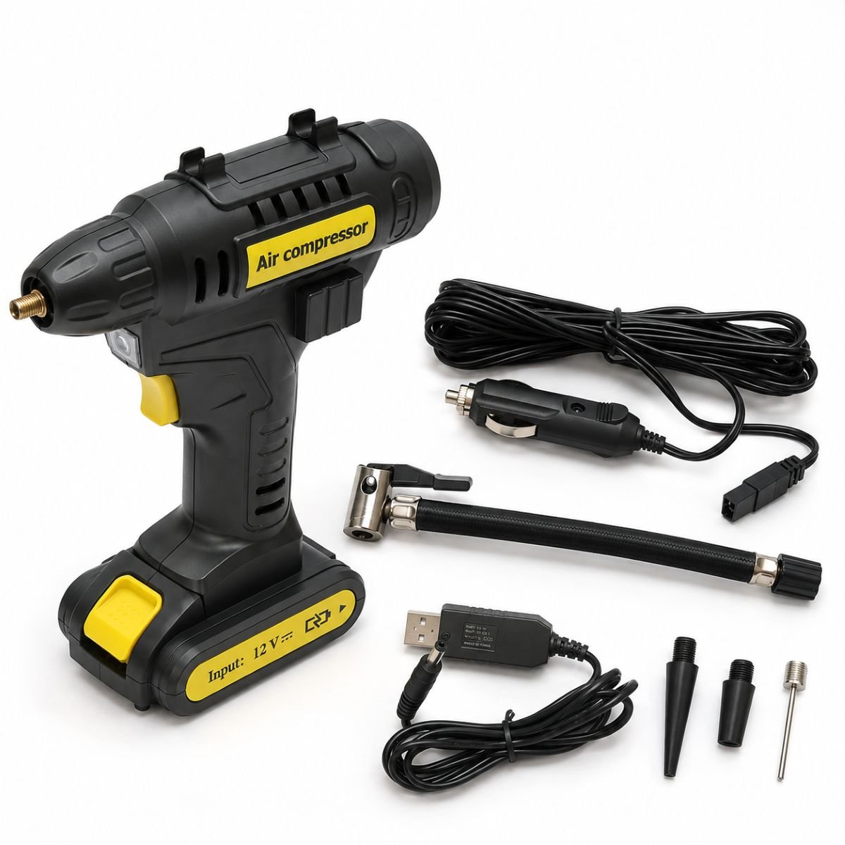 Compresor aer auto umflat roti portabil digital 12V/120W, 150 PSI, iluminare LED, baterie Li-ion 2000mAh Breckner Germany