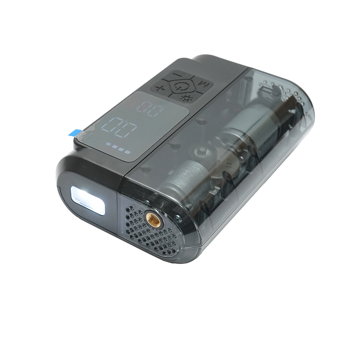 Compresor aer smart portabil digital LED 12V/100W, USB-C 5V/2A, baterie 3x2000mAh, laterna LED, port USB/USB-C, baterie externa, accesorii incluse - imagine 4