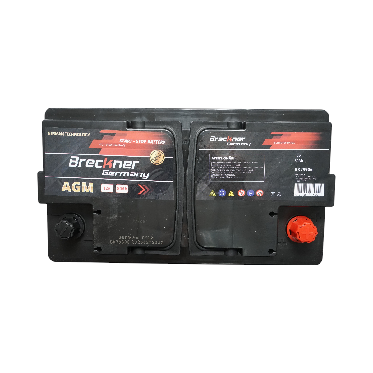 Baterie auto AGM start-stop 12V, 80Ah, 950A la pornire 315x175x195mm Breckner Germany - imagine 3