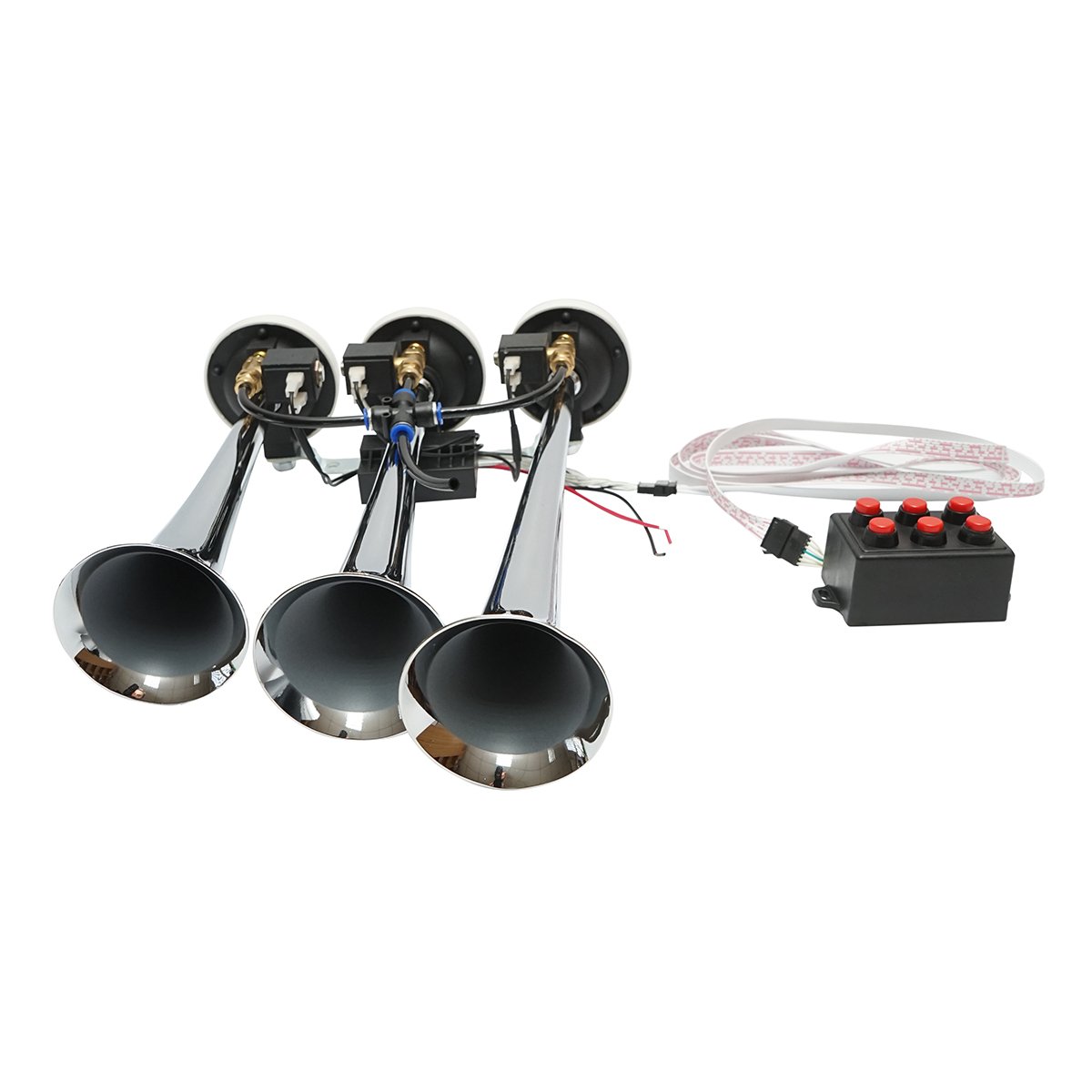 Claxon 3 trompete 24V cu 6 melodii pentru compresor de aer