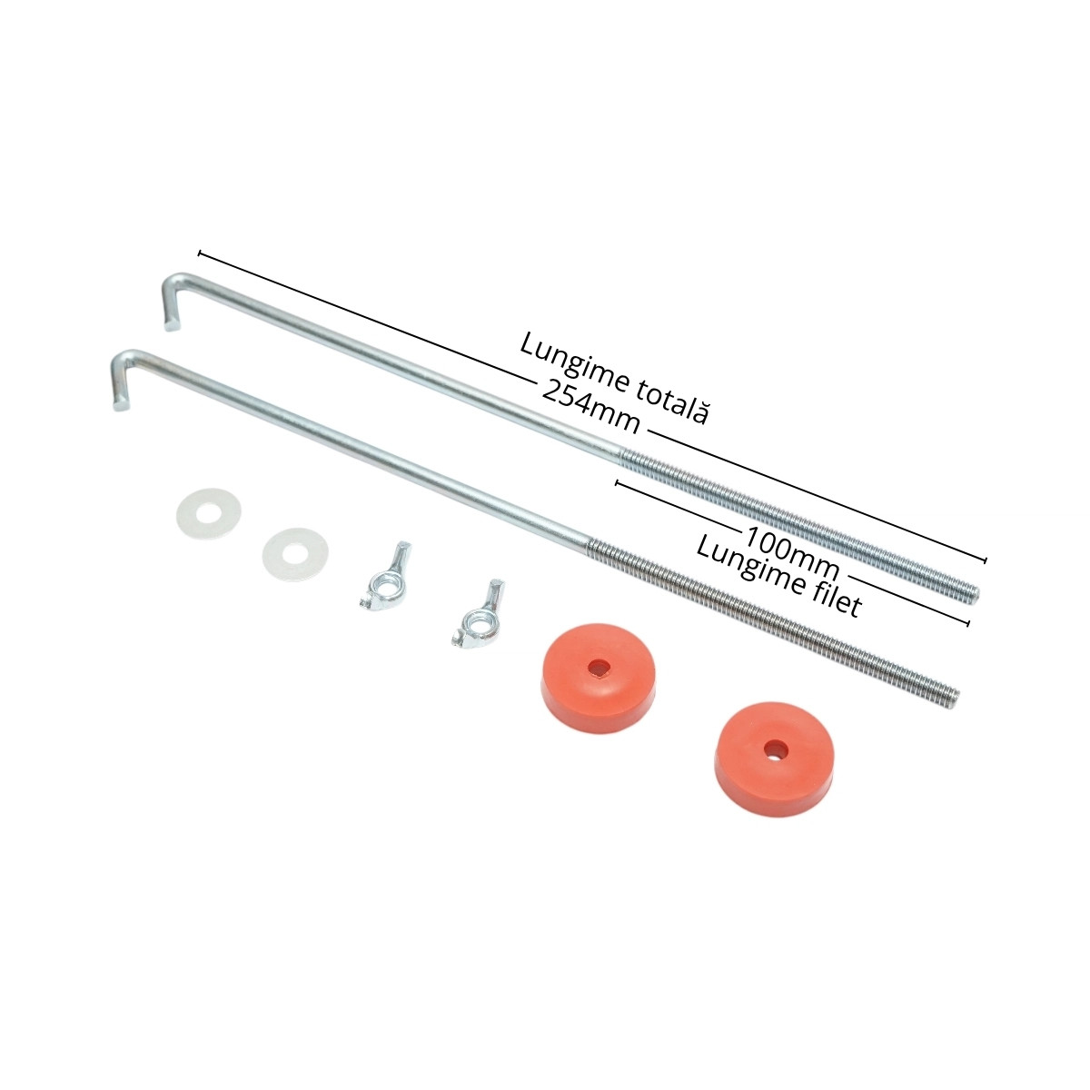 Kit fixare baterie auto cu tije filetate 254mm