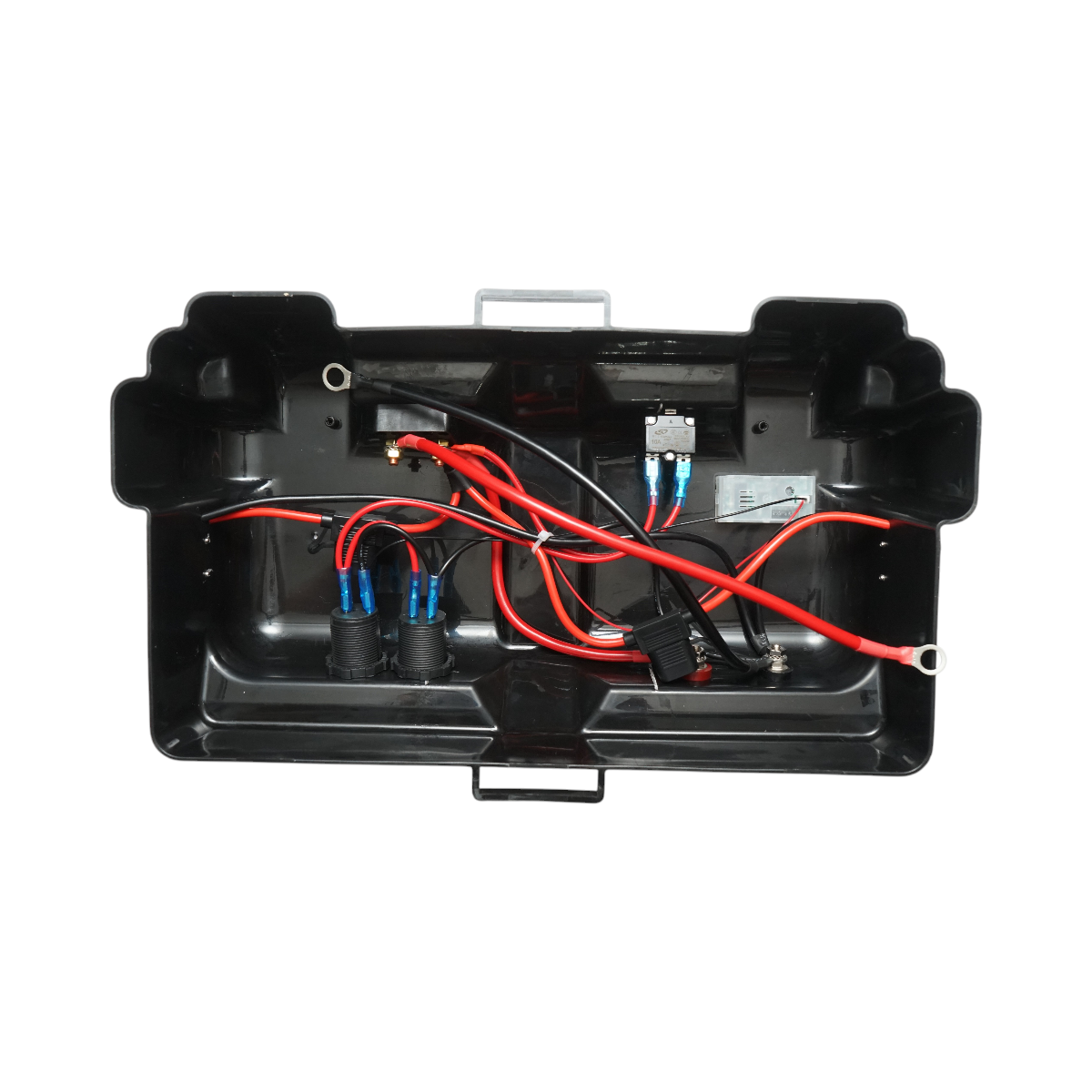 Cutie baterie auto 12V cu voltmetru DC 6-30V, intrerupator alimentare 100A, priza bricheta, afisaj LCD, 2xUSB 350x180x200mm - imagine 11