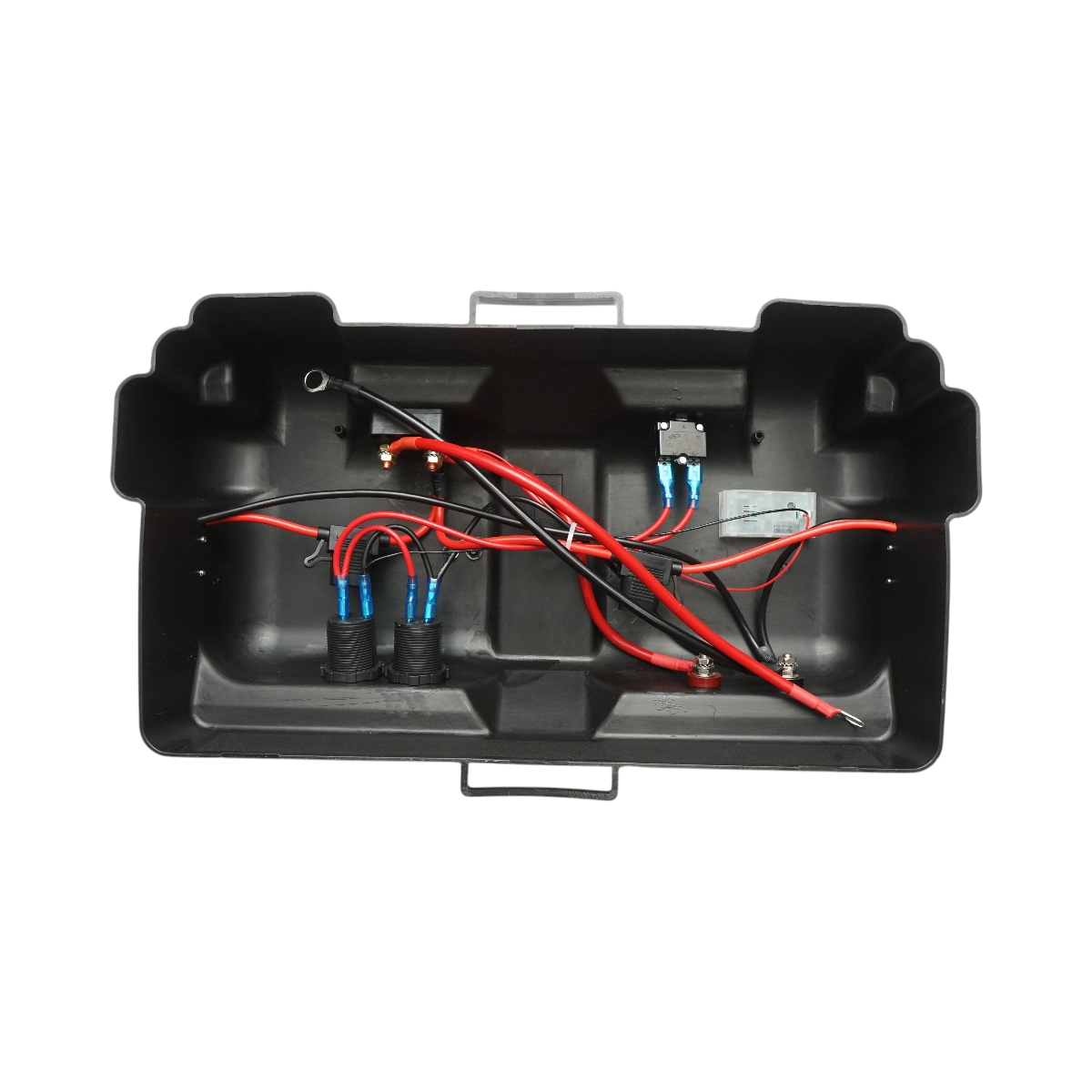 Cutie baterie auto 12V cu voltmetru DC 6-30V, intrerupator alimentare 100A, priza bricheta, afisaj LCD, 2xUSB 360x180x235mm - imagine 12