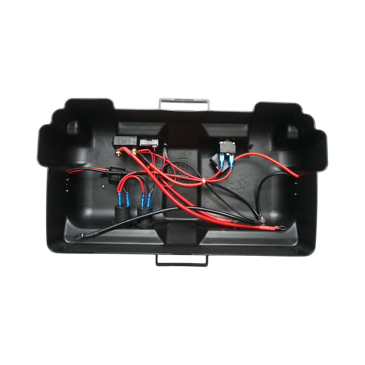 Cutie baterie auto cu voltmetru 12V, intrerupator alimentare 100A, siguranta 30A, priza bricheta, afisaj LCD, 2xUSB 360x180x235mm - imagine 10