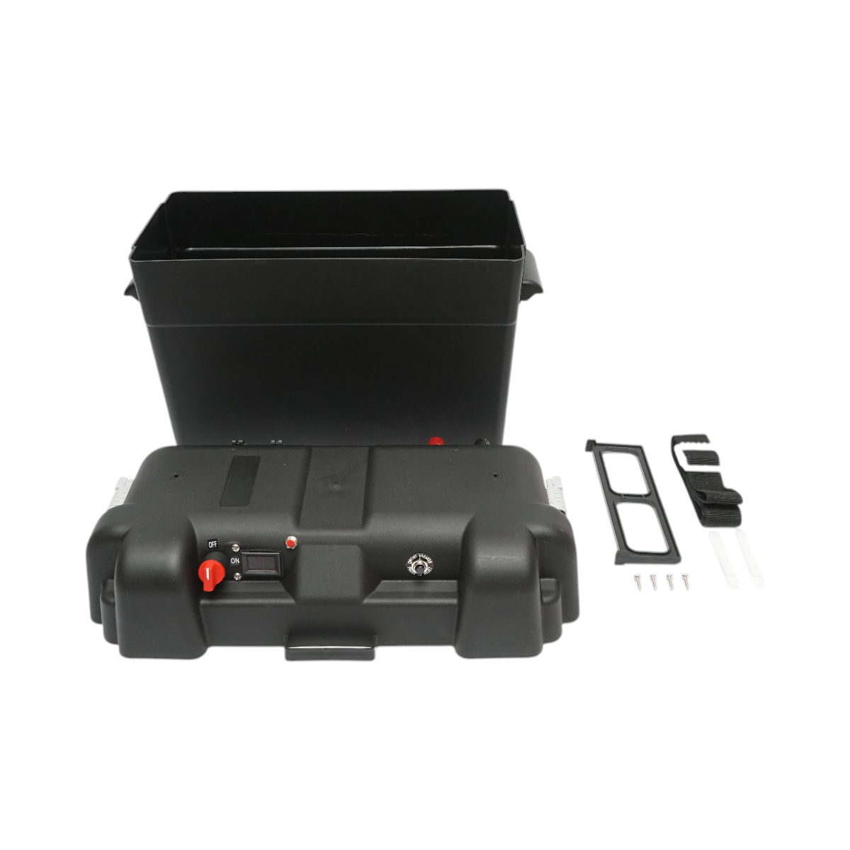 Cutie baterie auto cu voltmetru 12V, intrerupator alimentare 100A, siguranta 30A, priza bricheta, afisaj LCD, 2xUSB 360x180x235mm - imagine 3