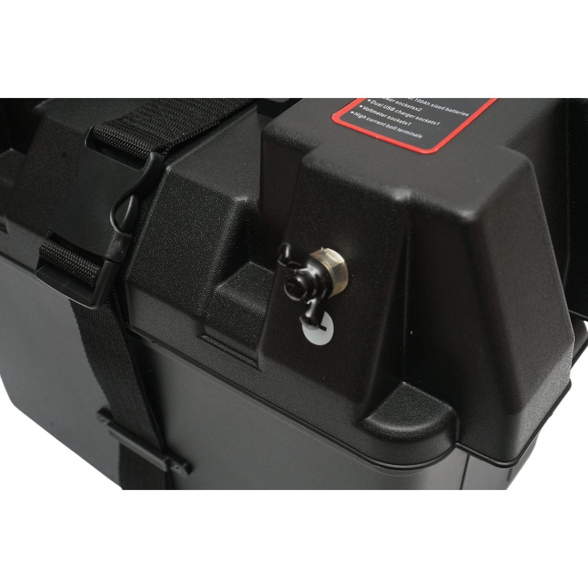 Cutie baterie auto 12V cu voltmetru DC 6-36V, intrerupator cirucit 16A, 2 prize bricheta, afisaj LCD, 2xUSB 340x195x200mm - imagine 11