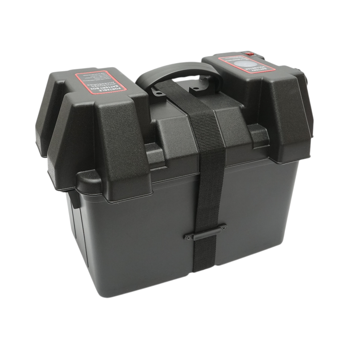 Cutie baterie auto 12V cu voltmetru DC 6-36V, intrerupator cirucit 16A, 2 prize bricheta, afisaj LCD, 2xUSB 340x195x200mm - imagine 5