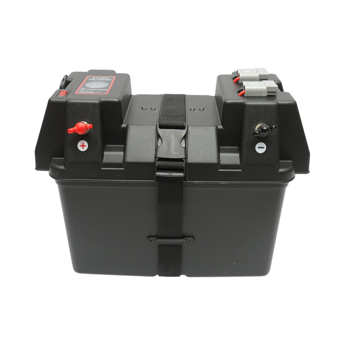 Cutie baterie auto 12V cu voltmetru DC 6-36V, intrerupator cirucit 16A, siguranta 30A, 2 prize bricheta, afisaj LCD, 2xUSB 340x195x200mm - imagine 2