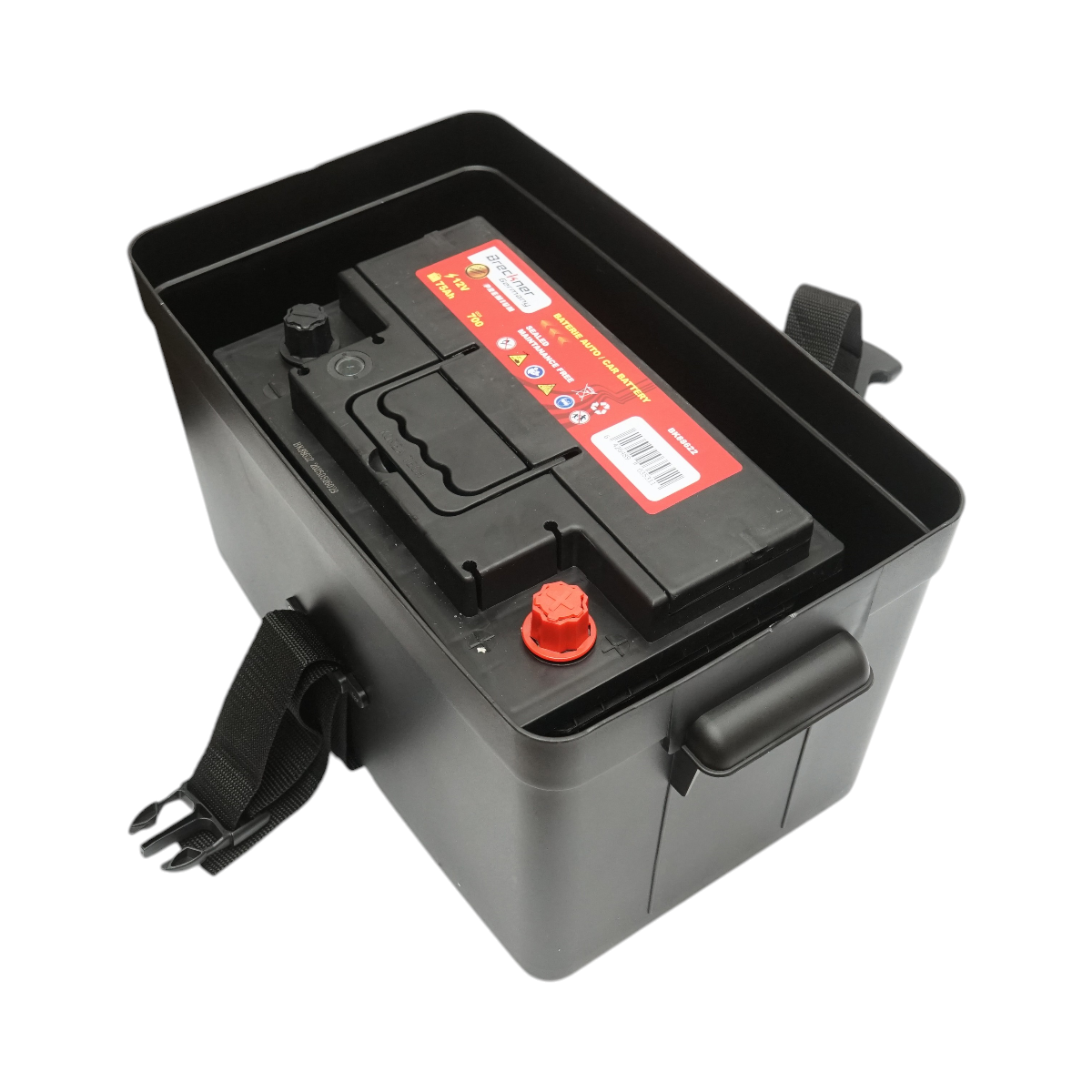 Cutie baterie auto 12V cu voltmetru DC 6-36V, intrerupator cirucit 16A, siguranta 30A, 2 prize bricheta, afisaj LCD, 2xUSB 340x195x200mm - imagine 4