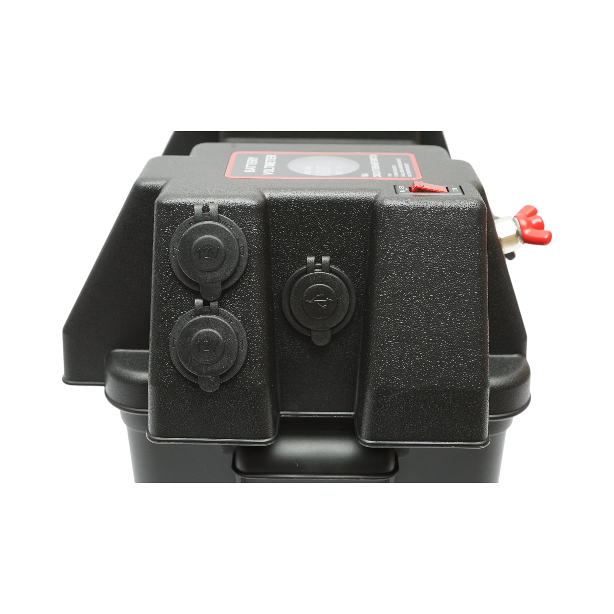 Cutie baterie auto 12V cu voltmetru DC 6-36V, intrerupator cirucit 16A, siguranta 30A, 2 prize bricheta, afisaj LCD, 2xUSB 340x195x200mm - imagine 9