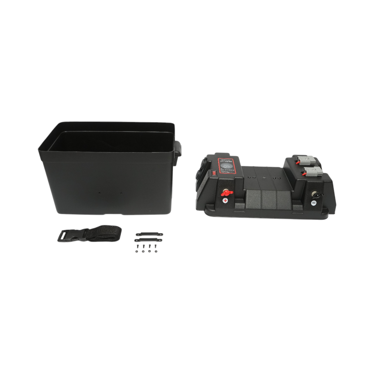 Cutie baterie auto 12V cu voltmetru DC 6-36V, intrerupator cirucit 16A, siguranta 30A, 2 prize bricheta, afisaj LCD, 2xUSB 340x195x200mm - imagine 3