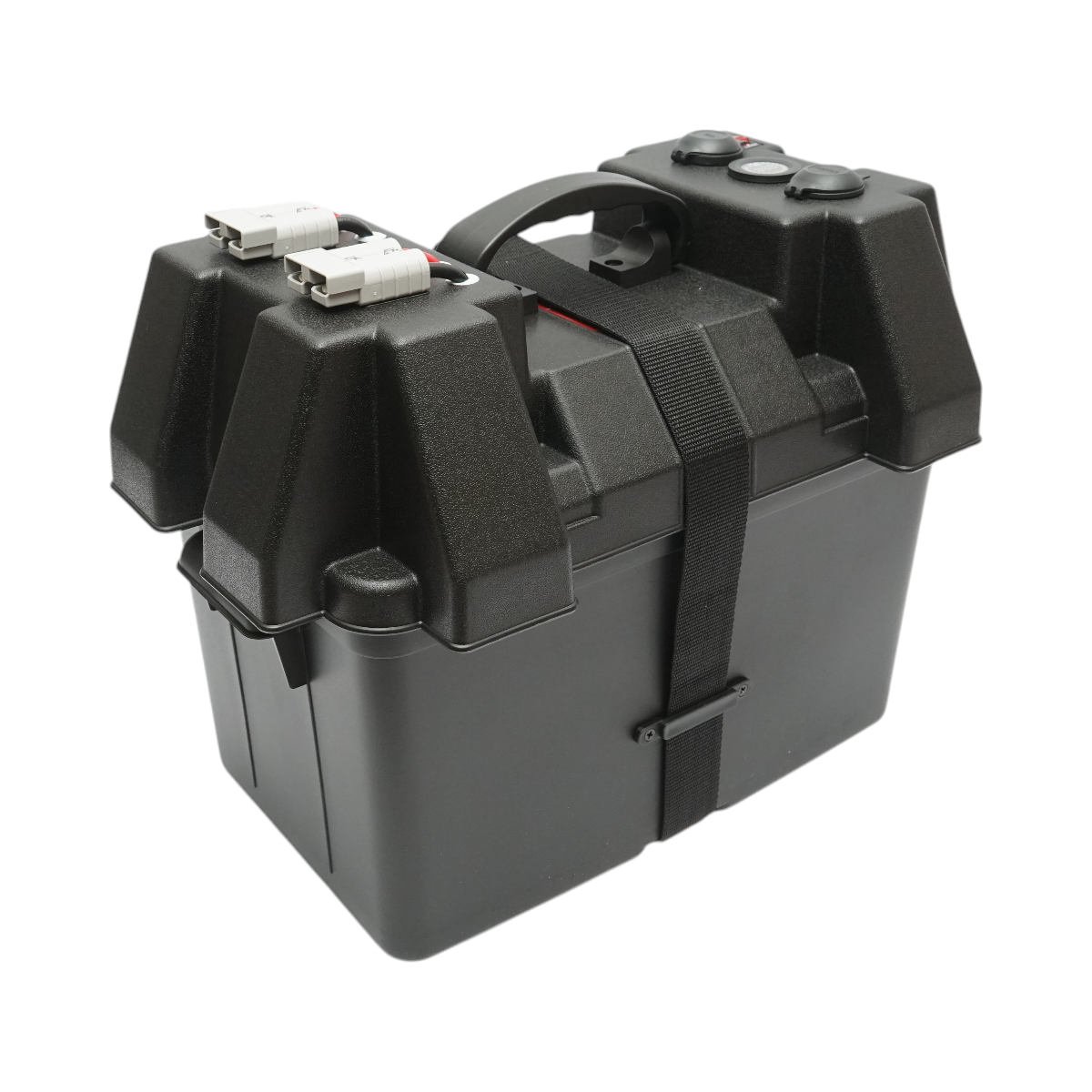 Cutie baterie auto 12V cu voltmetru DC 6-36V, intrerupator cirucit 16A, priza bricheta, afisaj LCD, 2xUSB 340x195x200mm - imagine 5