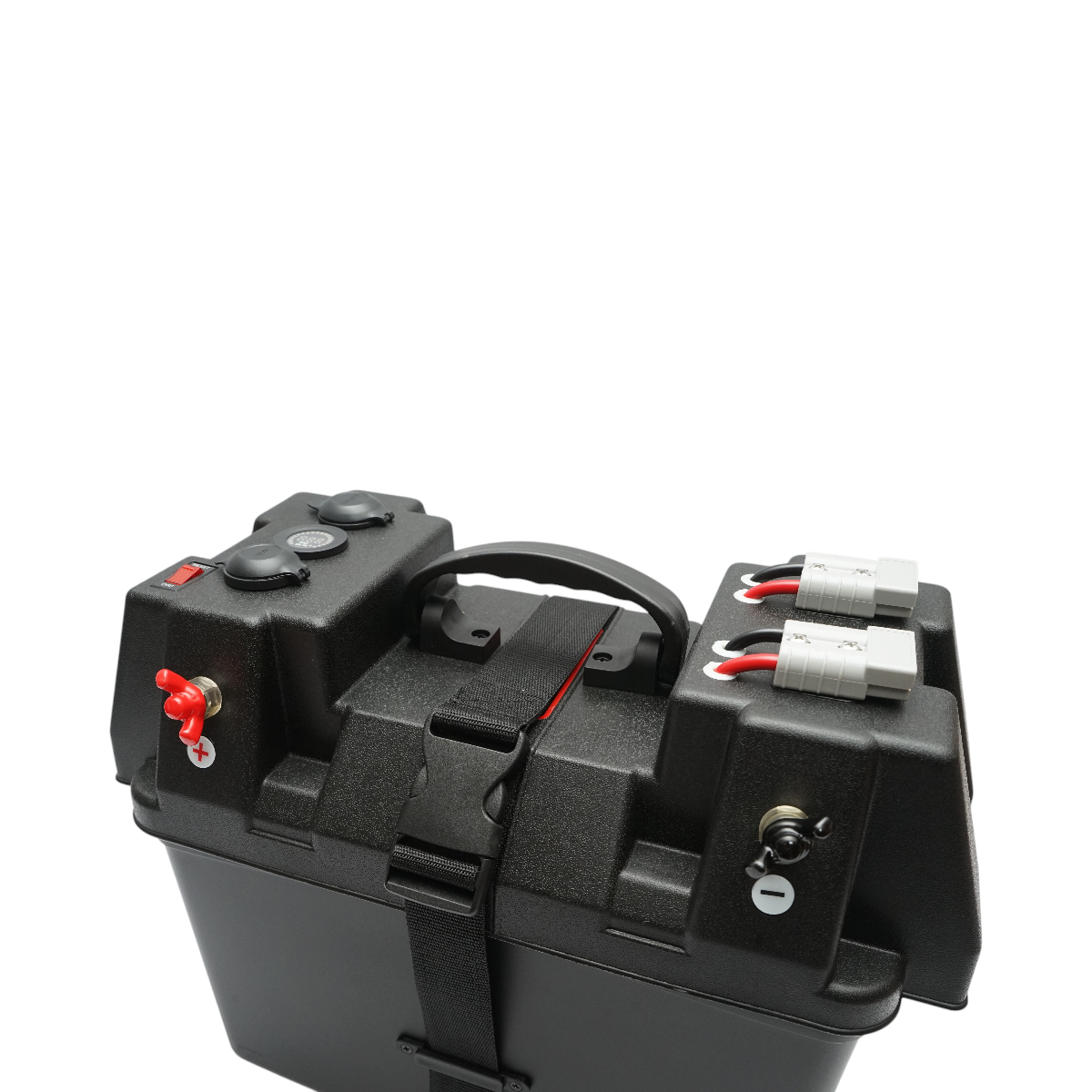 Cutie baterie auto 12V cu voltmetru DC 6-36V, intrerupator cirucit 16A, priza bricheta, afisaj LCD, 2xUSB 340x195x200mm - imagine 8