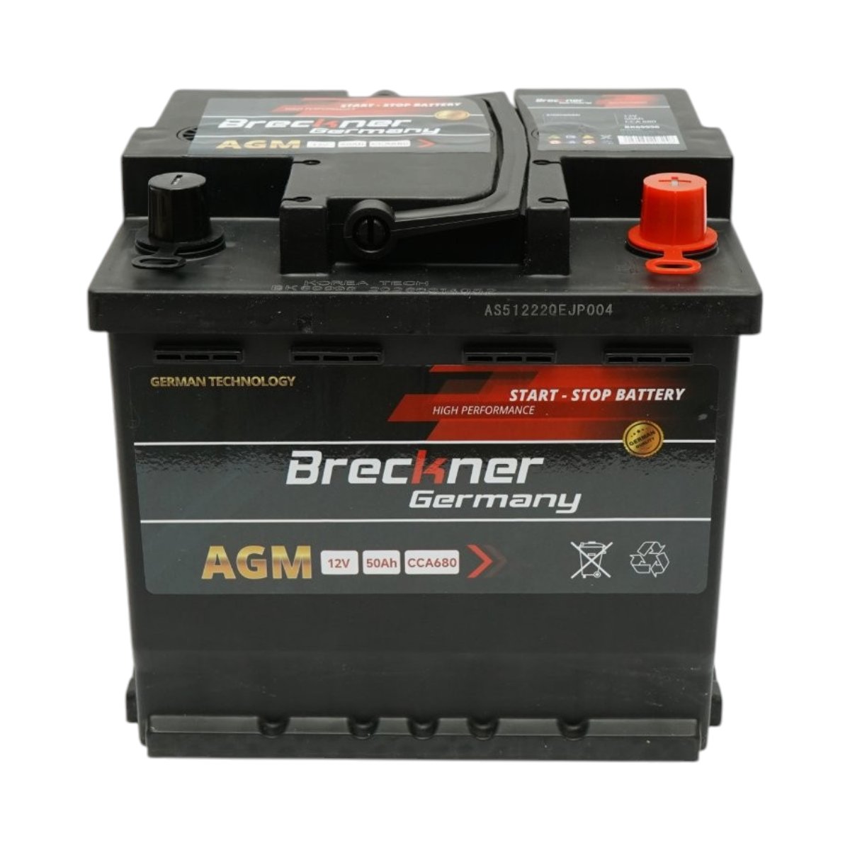 Baterie auto AGM start-stop 12V, 50Ah, 680A la pornire 207x175x190mm Breckner Germany