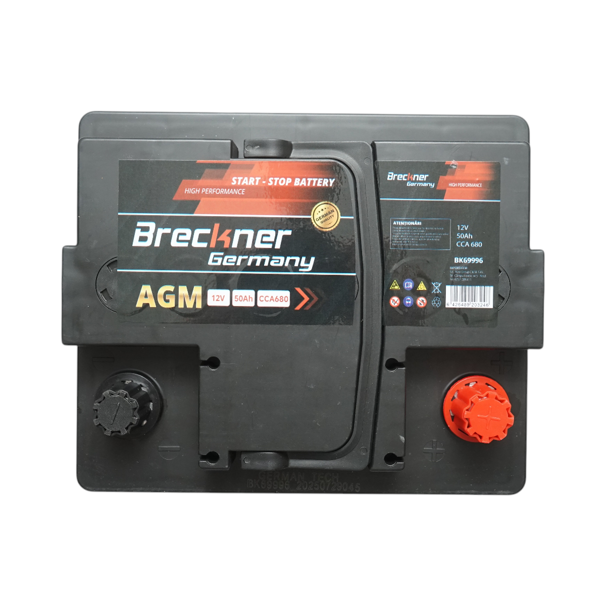 Baterie auto AGM start-stop 12V, 50Ah, 680A la pornire 207x175x190mm Breckner Germany - imagine 3