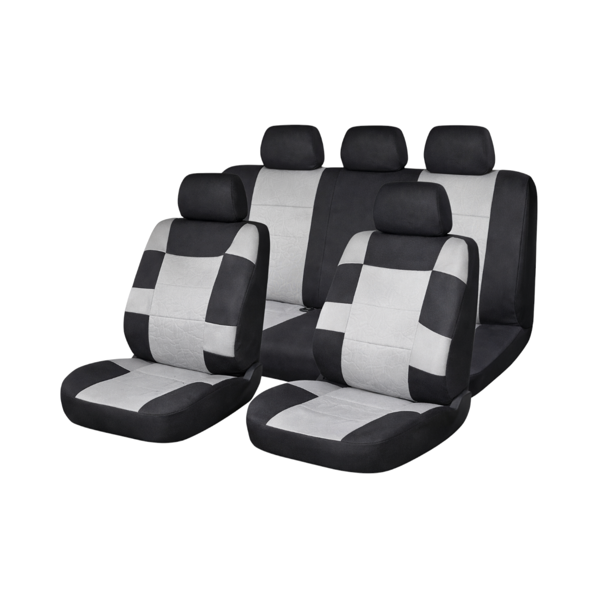 Set huse scaune auto universale Negru-Gri, material textil, fata + spate 9 piese
