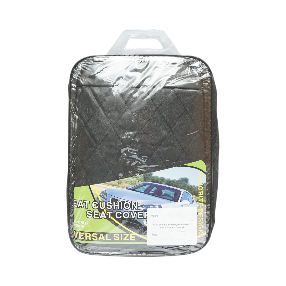 Set huse scaune auto universale Negru-Albastru Diamond, piele ecologica matlasata cu textil, fata + spate 9 piese - imagine 6