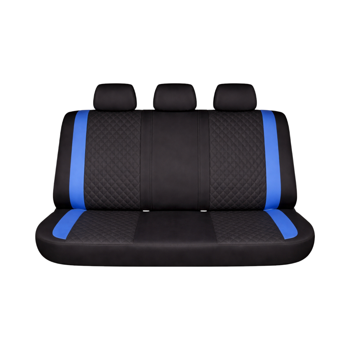 Set huse scaune auto universale Negru-Albastru Diamond, piele ecologica matlasata cu textil, fata + spate 9 piese - imagine 3