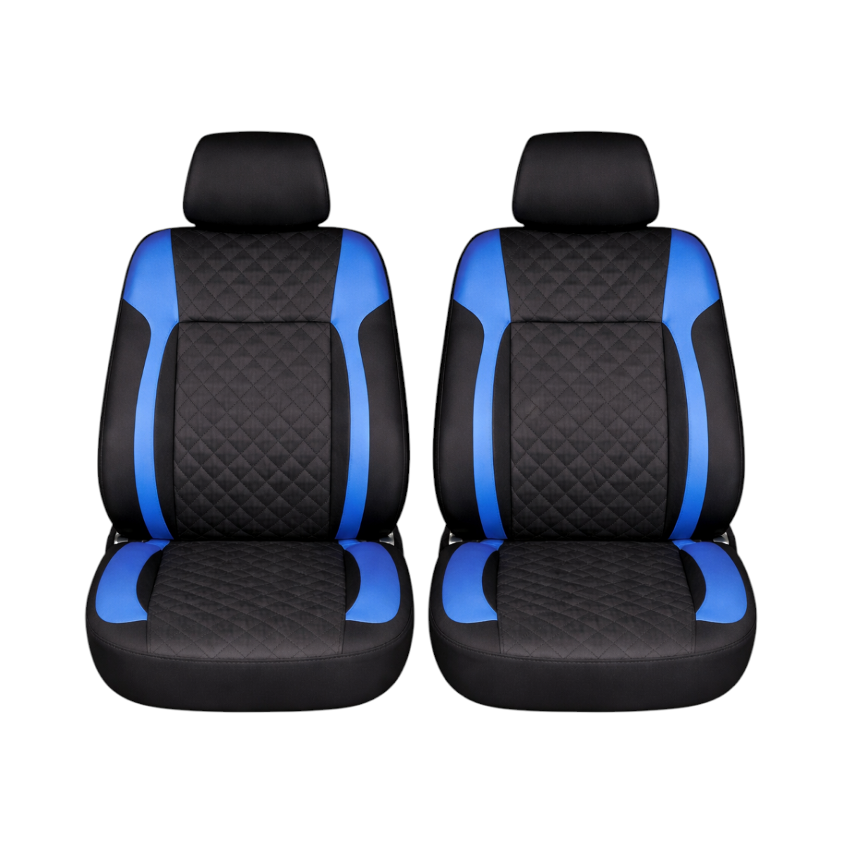 Set huse scaune auto universale Negru-Albastru Diamond, piele ecologica matlasata cu textil, fata + spate 9 piese - imagine 2