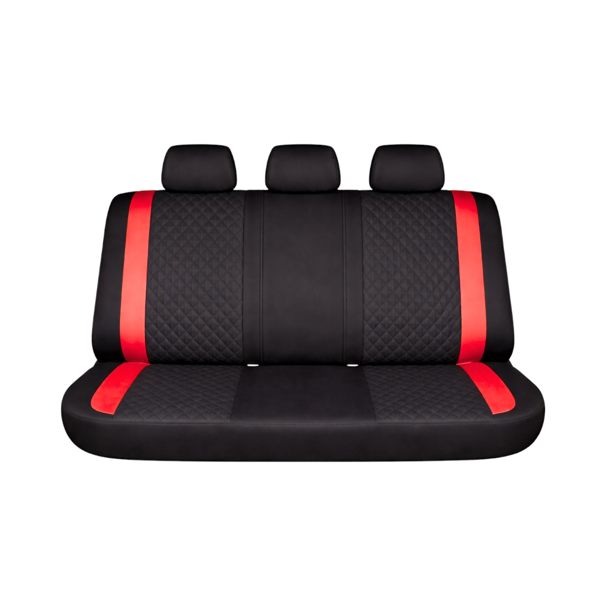 Set huse scaune auto universale Negru-Rosu Diamond, piele ecologica matlasata, fata + spate 9 piese - imagine 3