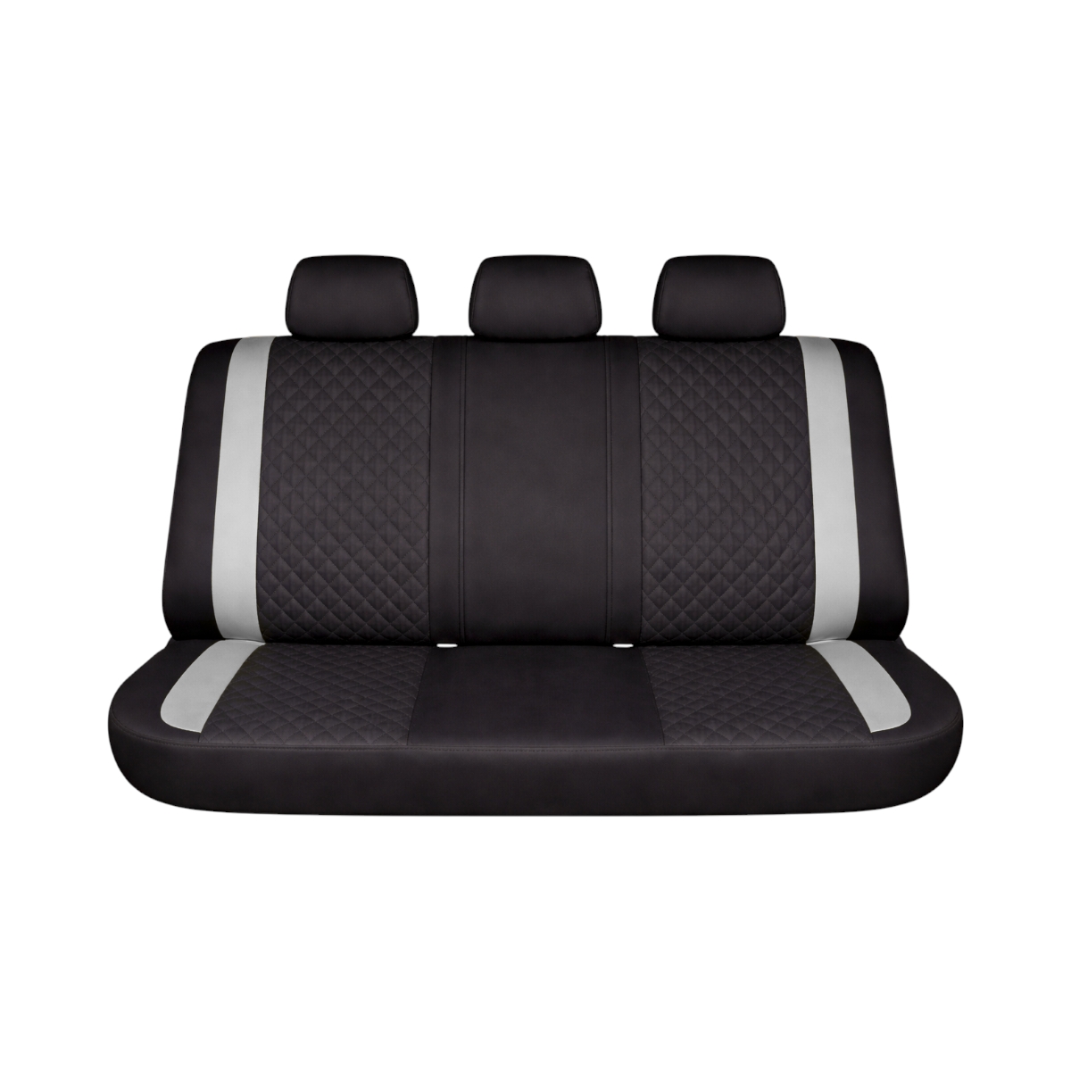 Set huse scaune auto universale Negru-Gri Diamond, piele ecologica matlasata, fata + spate 9 piese - imagine 3