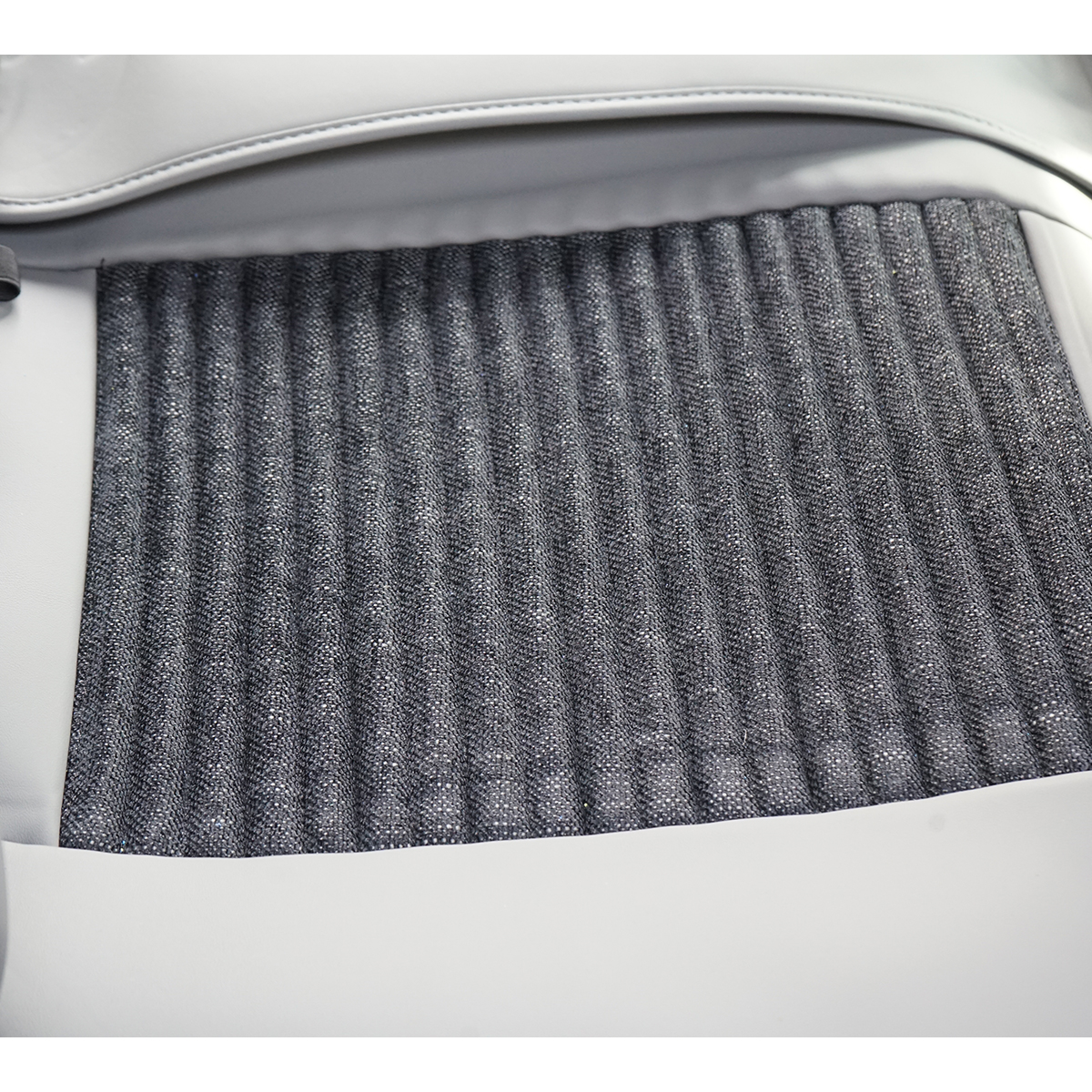 Set huse scaune auto Premium Crem-Gri universale, design sport ergonomic, piele ecologica cu insertii textile, fata + spate 11 piese - imagine 8