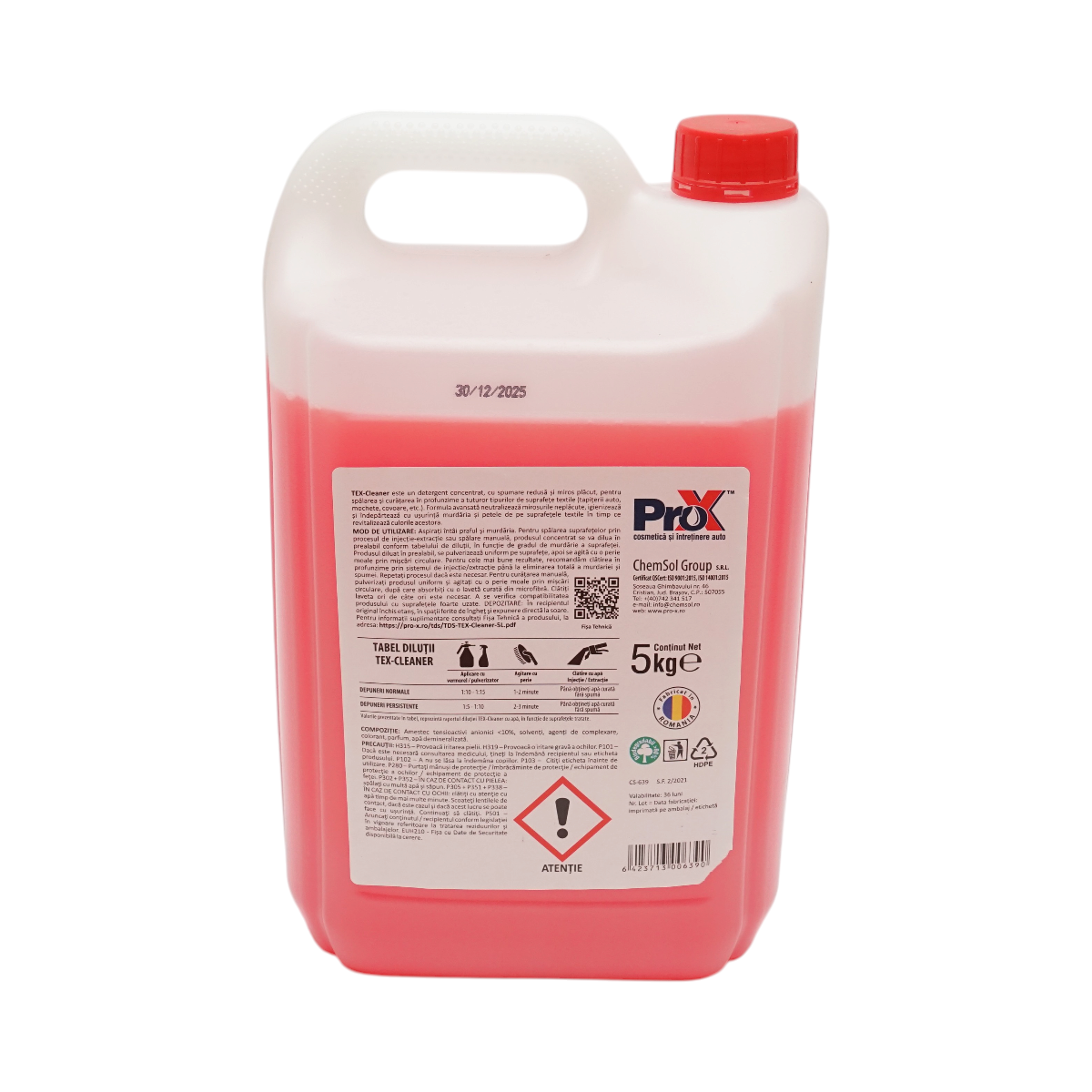 Solutie curatare tapiterie textila si mocheta auto concentrata TEX-Cleaner Pro-X 5kg - imagine 3