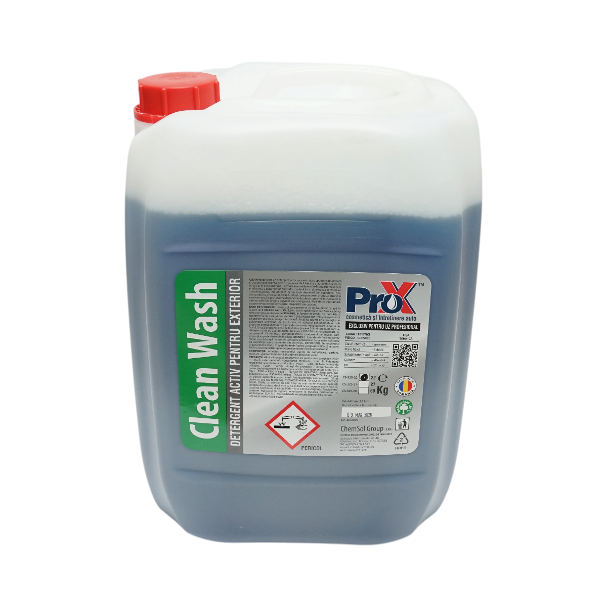 Detergent spuma activa auto exterior concentrat profesional Clean Wash Pro-X 22kg