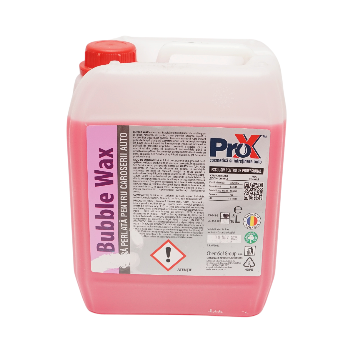 Ceara auto lichida perlata hidrofoba profesionala Bubble Wax Pro-X 5L