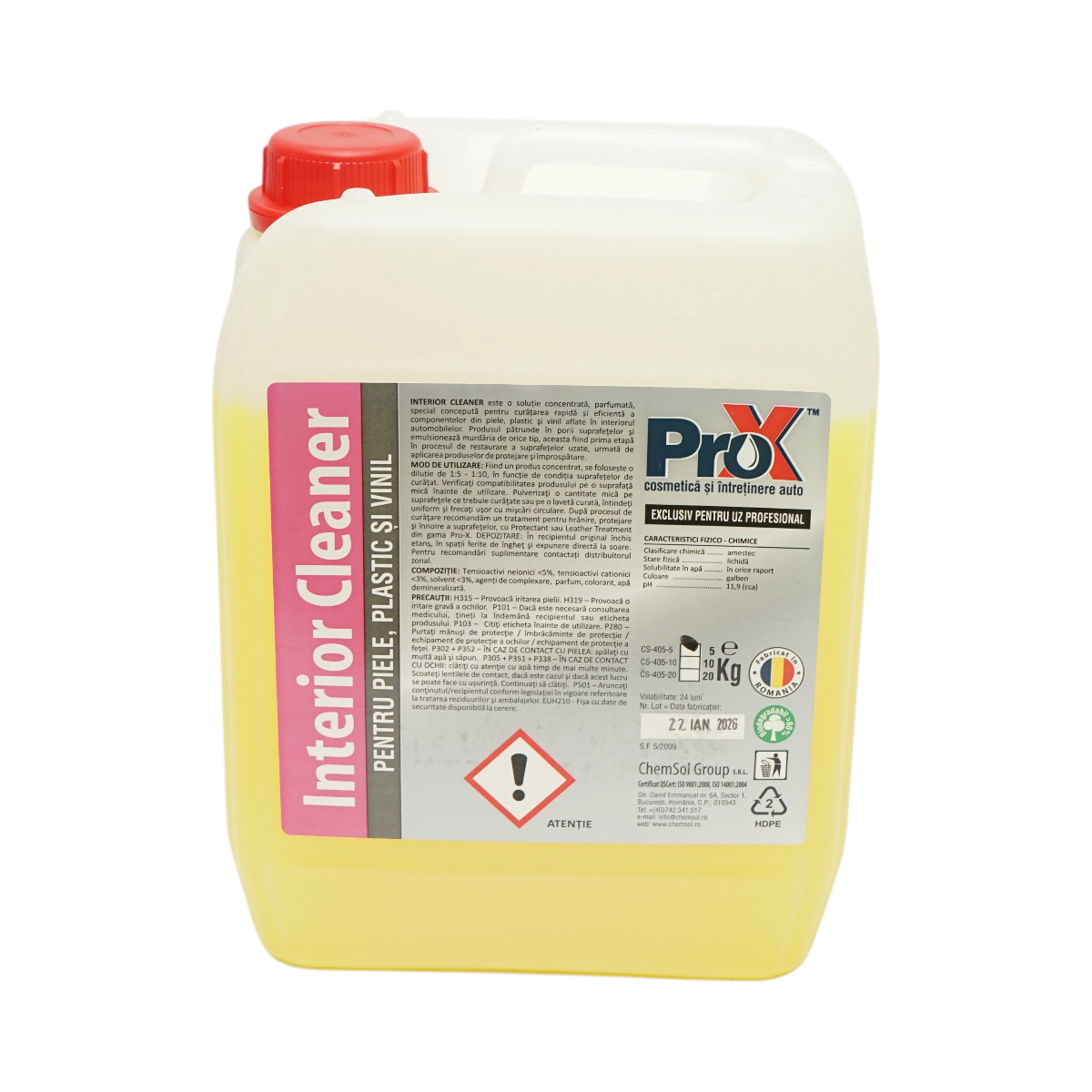 Solutie curatare piele, plastic si vinil auto concentrata Interior Cleaner Pro-X 5kg