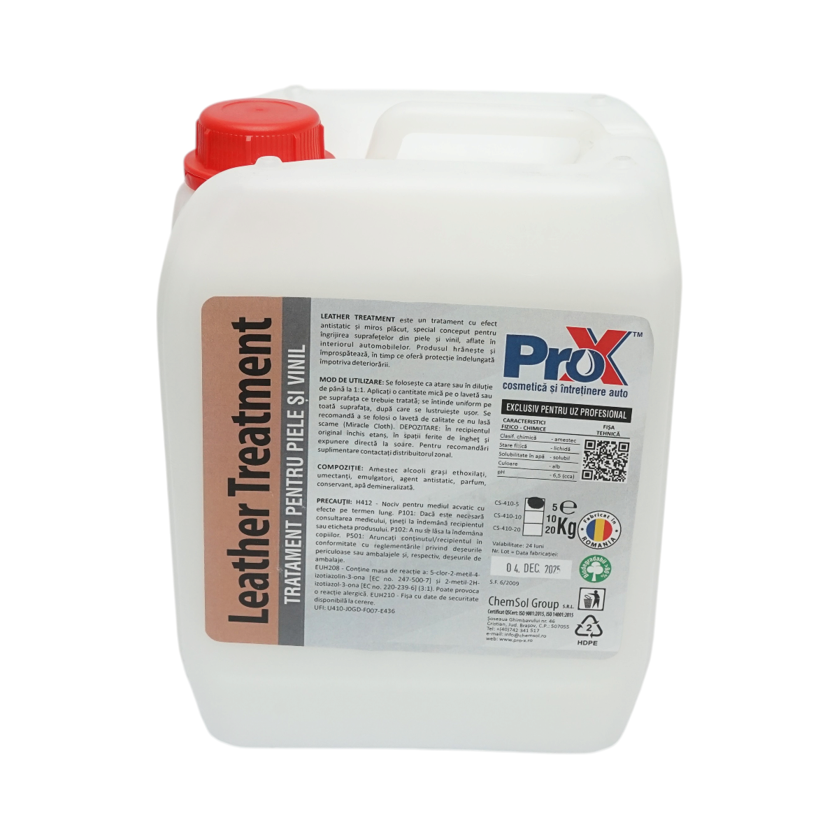 Solutie tratament piele si vinil auto profesionala Leather Treatment Pro-X 5kg