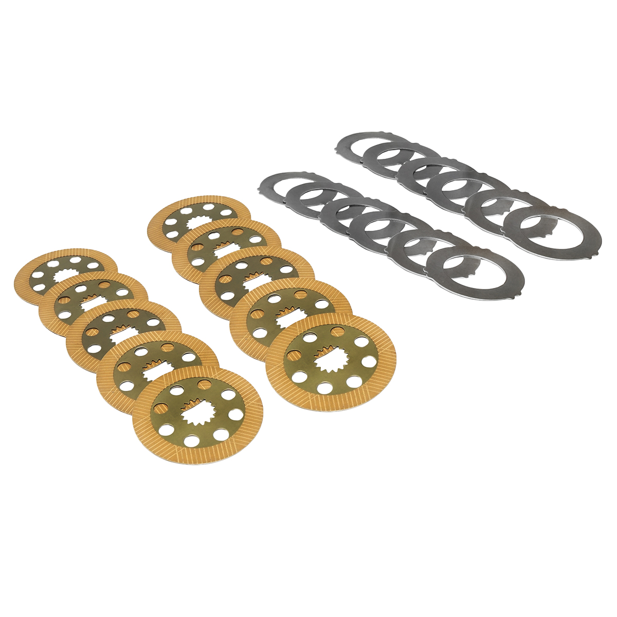 Set discuri frictiune 222x49.5x3.9mm Z=15, placa 240x140x3.8mm pentru JCB 1700B, 214, 215, 216, 217, 3C, 3CX, 3D, 3DX, 4C, 4CN, 4CX OEM 450-10224/450-10226 - imagine 4