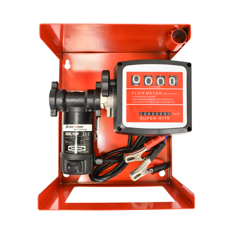 Pompa transfer motorina 24V, debit 55L/min cu contor, furtun aspiratie 1.5m, furtun presiune 4m si pistol