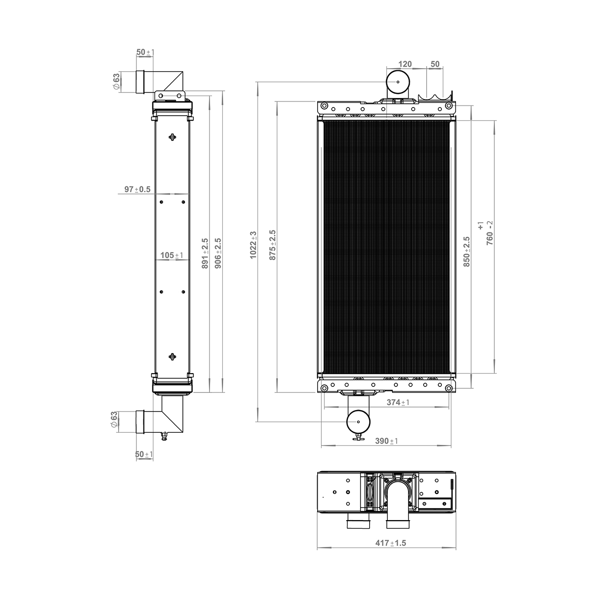 Radiator cu 5 randuri de celule pentru John Deere cod OEM 150-434, RE159541 Breckner Germany - imagine 2