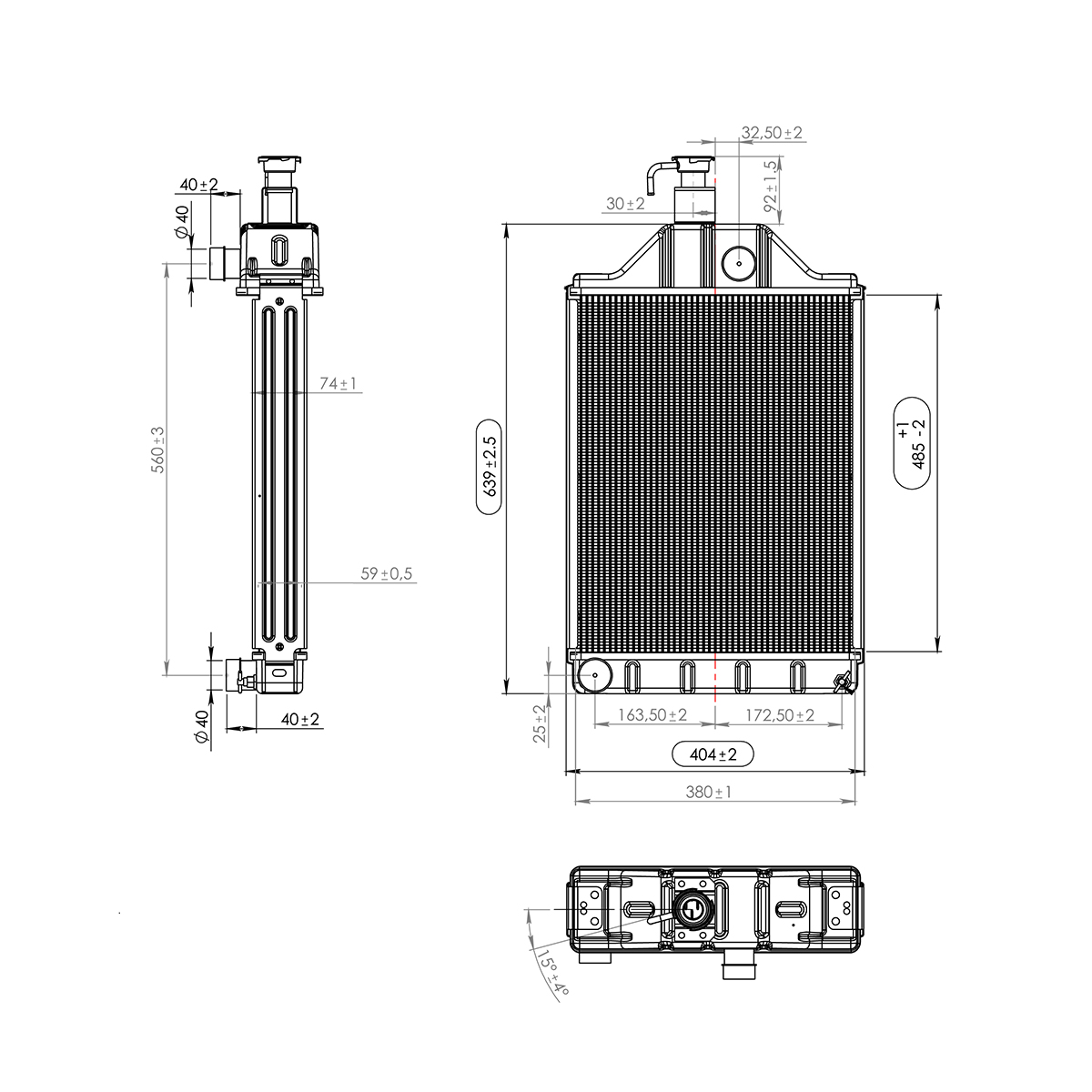 Radiator racire apa motor Perkins pentru Massey Ferguson cod OEM 150-10, 897358A4, 897358A4A, 897358E4, 897358E4A, 897358M3 Breckner Germany - imagine 2