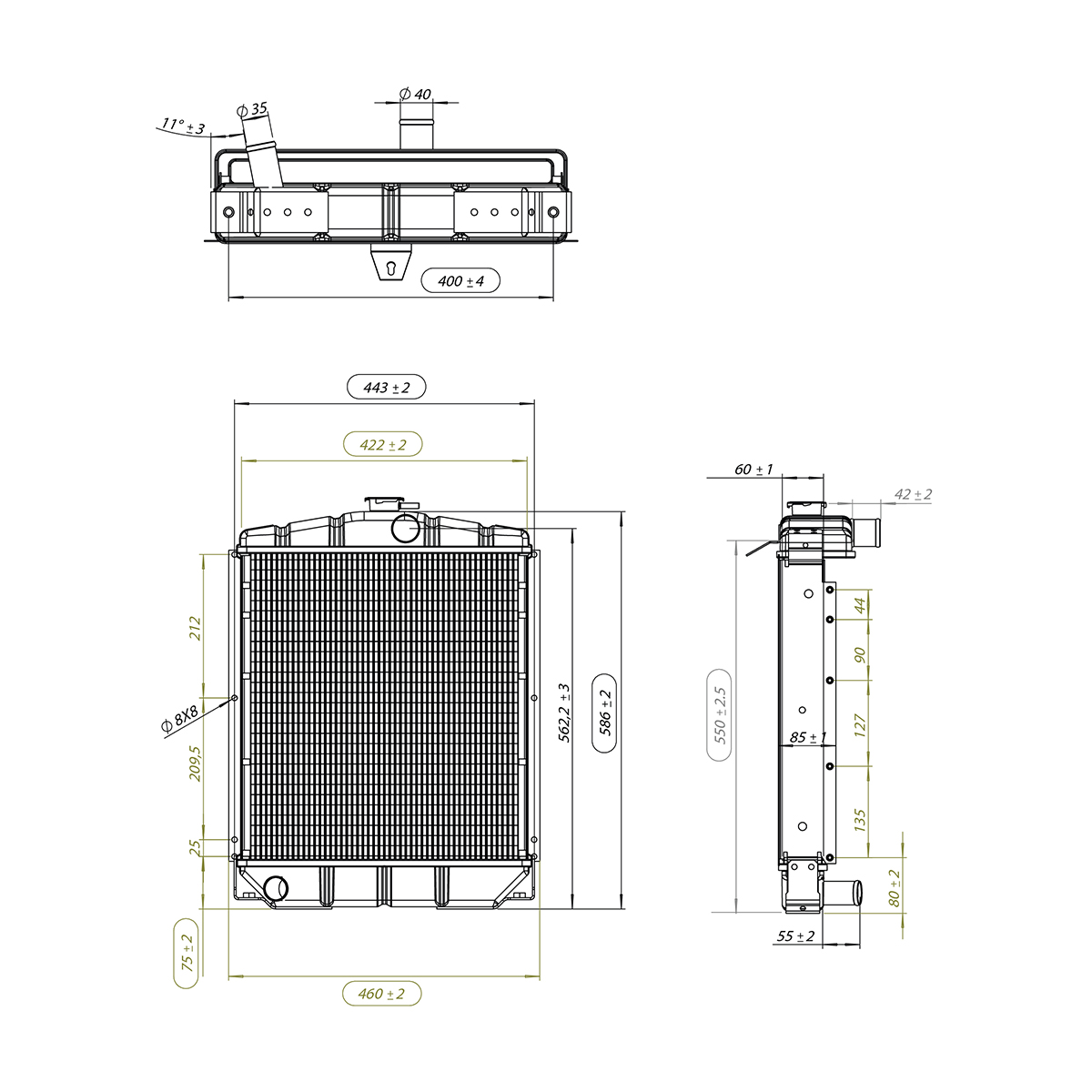 Radiator racire apa 4 randuri de celule pentru Fiat 315, 411, 415 cod OEM 588156, 595568 - imagine 2