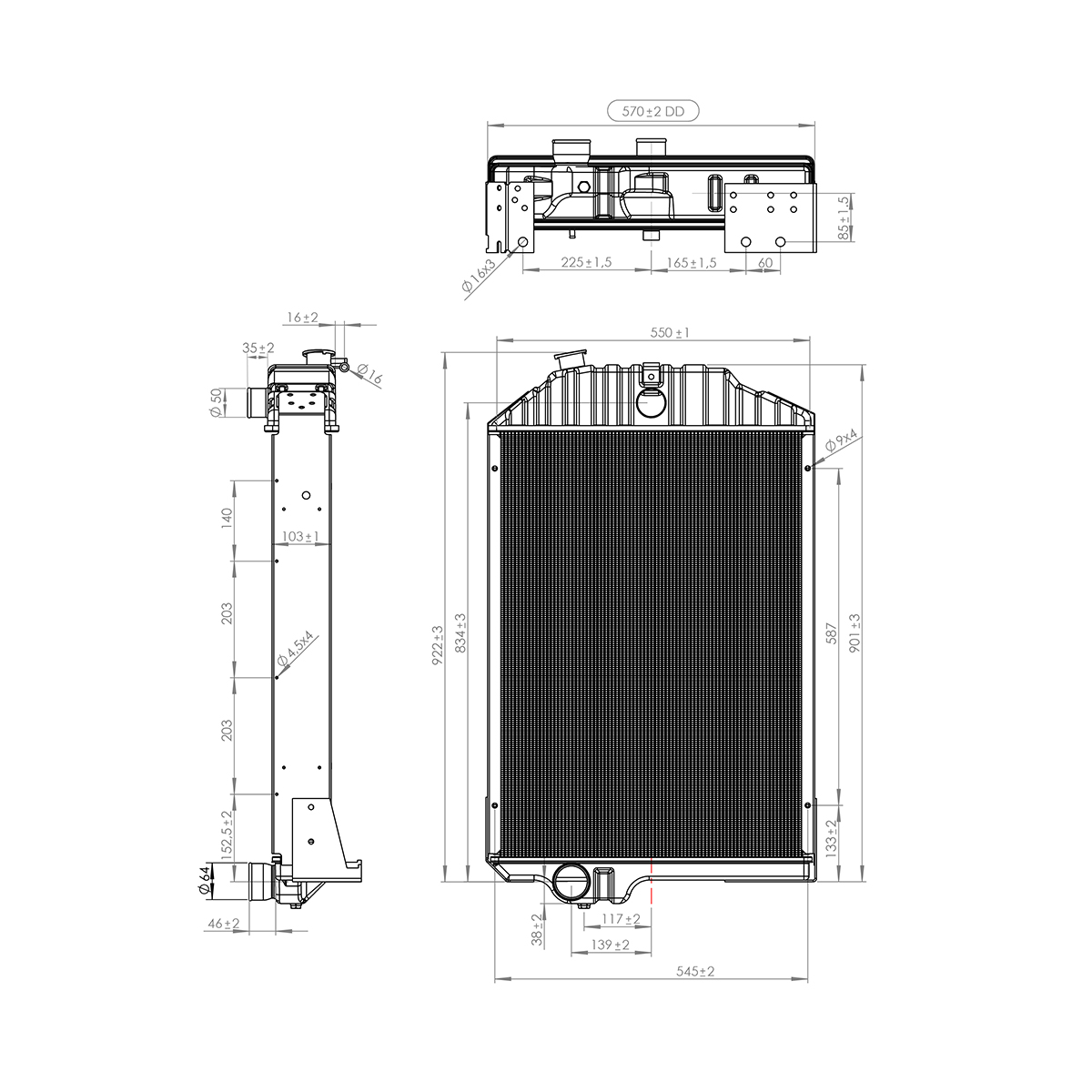 Radiator racire apa cu 5 randuri de celule pentru John Deere cod OEM AR95802, RE21893, RE38664 Breckner Germany - imagine 2