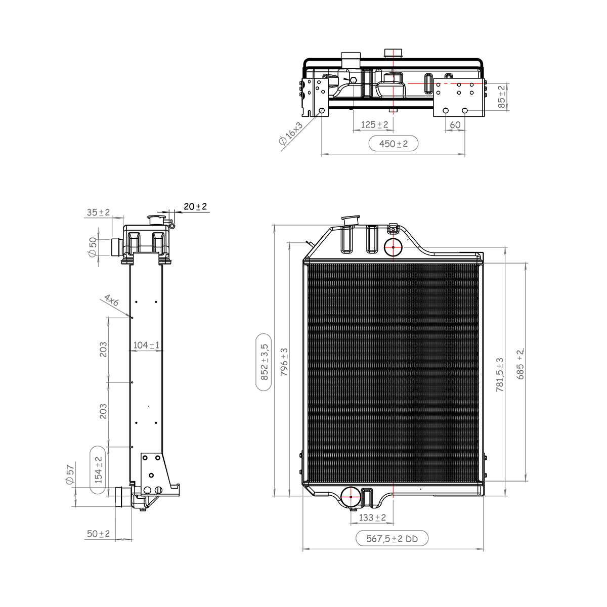 Radiator racire apa John Deere 4430 motor 6404T cu 5 randuri de celule cod OEM 150-324, AR102736, AR60337, AR61878, AR61879 - imagine 2