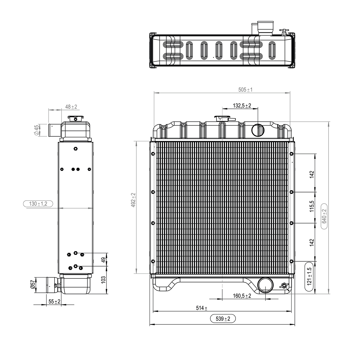 Radiator racire apa cu 4 randuri de celule pentru Case IH seria Maxxum 104753A2, A104753A1, 104753A1, 87579817, 52771, 150-56 Breckner Germany - imagine 7