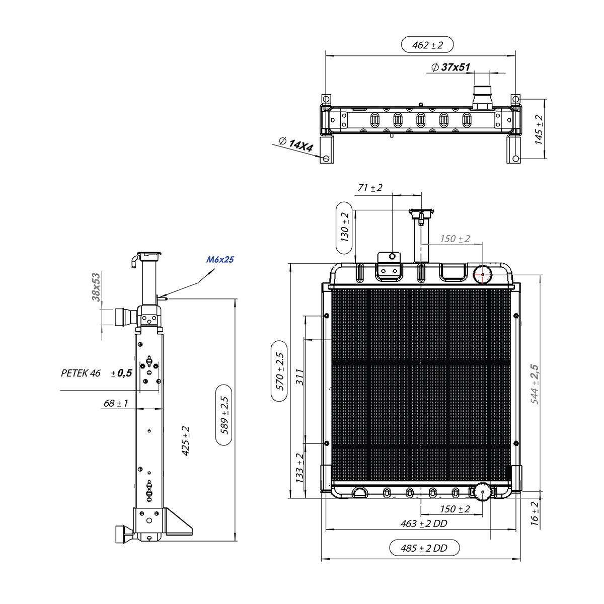 Radiator racire apa cu 3 randuri de celule pentru Case IH seria 85, 95 cod OEM 150-271, 1536373C1 Breckner Germany - imagine 2