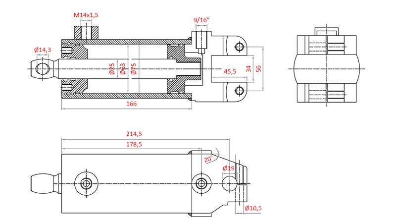 Cilindru servodirectie pentru Massey Ferguson cod OEM 1605121M91, 1605121M92, 532193M91, 3773711M91 - imagine 6