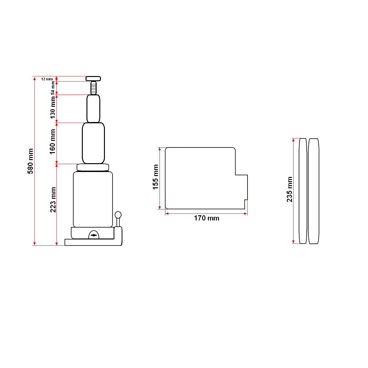 Cric hidraulic cu piston dublu 20 tone 235mm - imagine 10